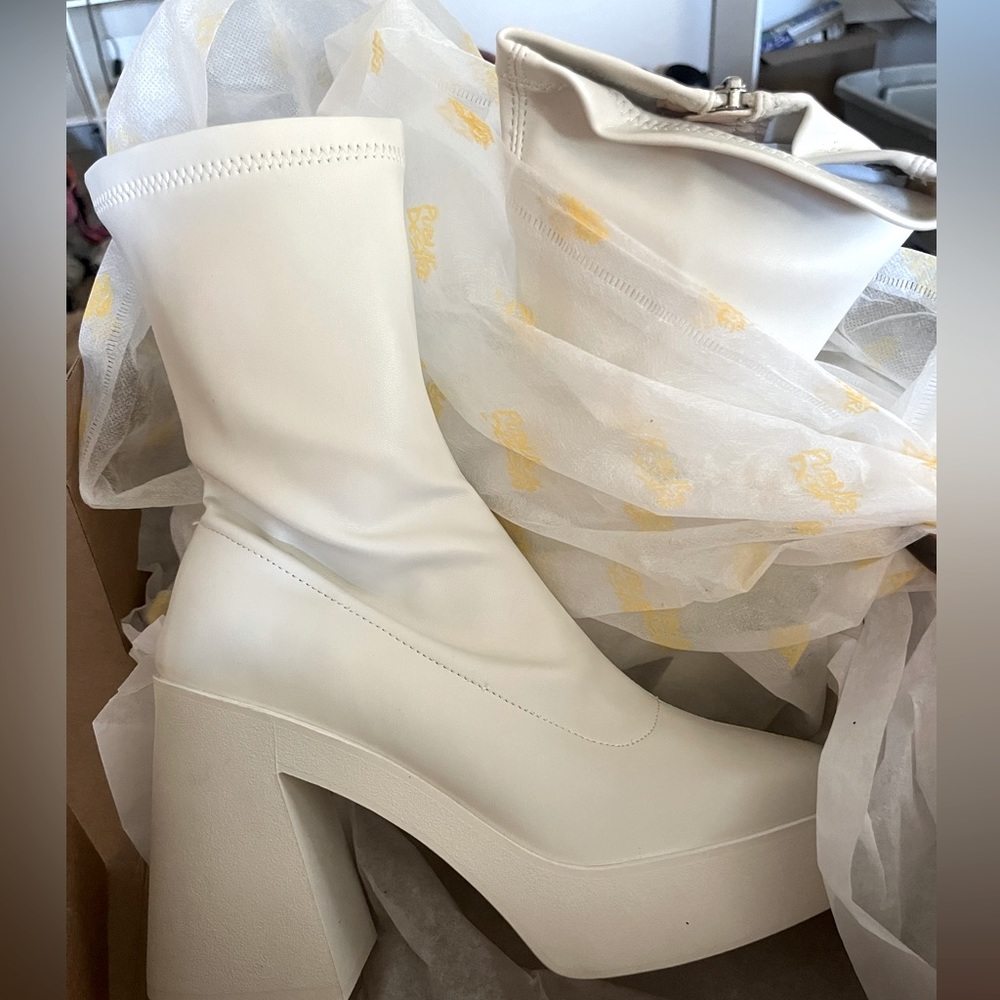 White platform sock boots